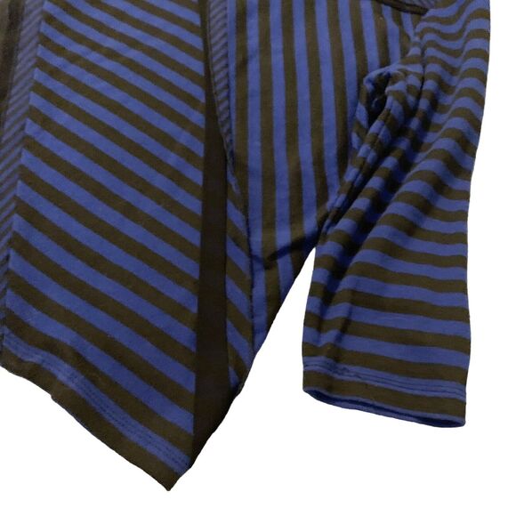 Ruby Rd Favorites Cobalt Blue & Black Striped Blouse Medium Preppy GrandmaCore - Picture 4 of 13